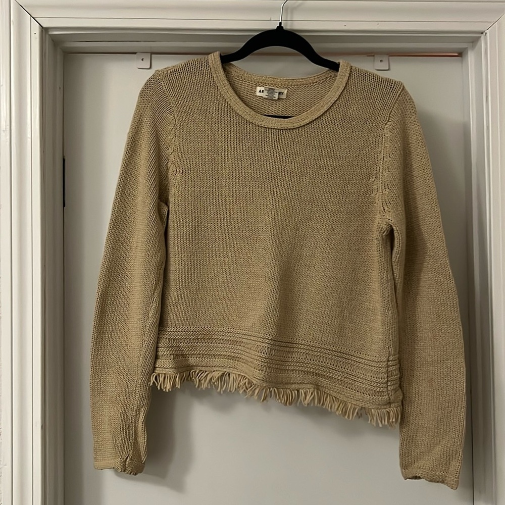 Warm Brown Sweater with Fringe Detail